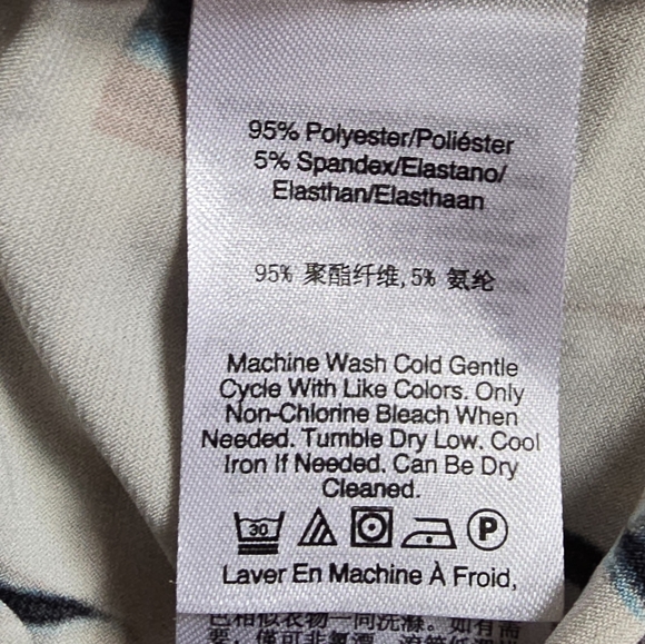 DKNY Sleeveless Top Side Ruched White, Blue, Black Tan Size M Excellent Cond - Picture 4 of 5